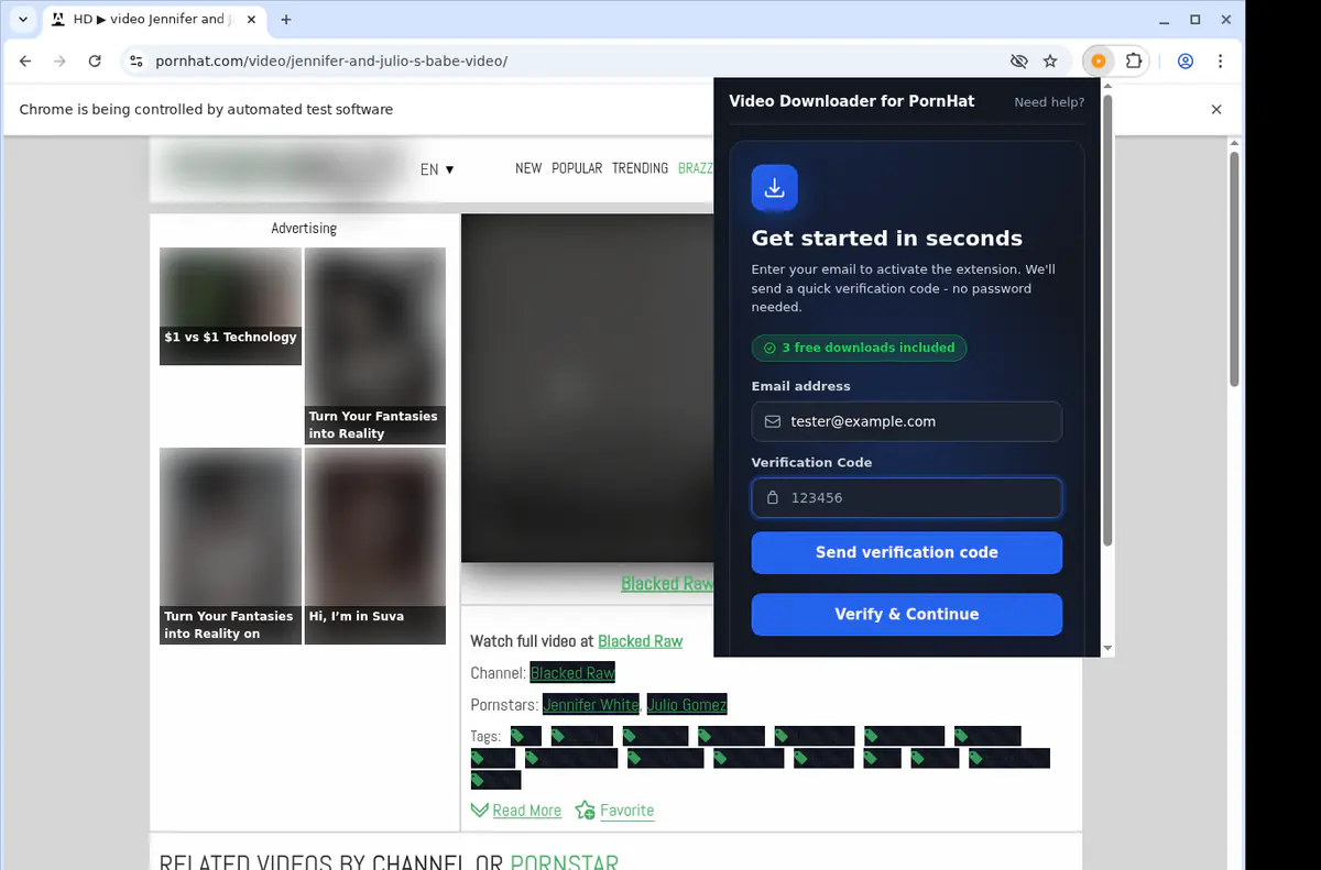 PornHat Video Downloader browser extension screenshot 4